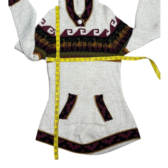 VINTAGE ANDES Import PERUVIAN Alpaca HOODIE SWEATER Made in Peru - Picture 5 of 8